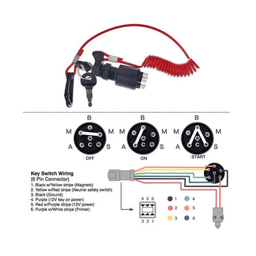 Ignition Switch & Keys with Safety Lanyard 175974 compatible with OMC Johnson Evinrude BRP 40-200HP Outboard Motor