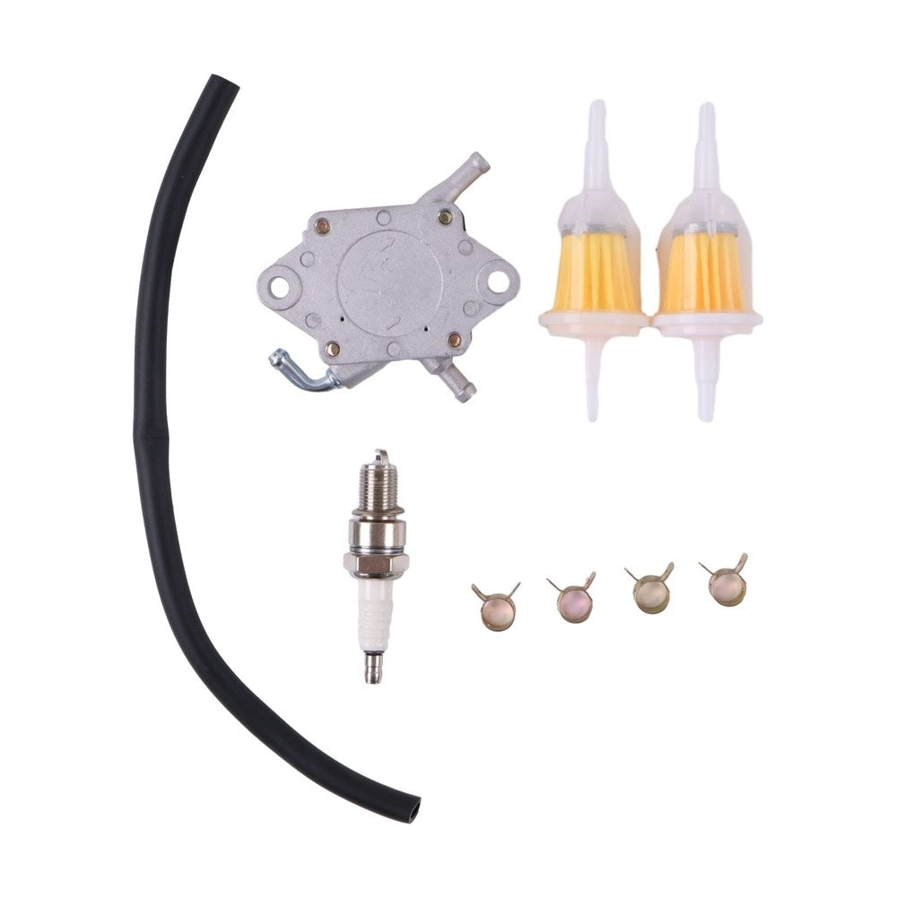 Gas Golf Cart Fuel Pump with Fuel Filter Fuel Line Spark Plug Tune Up kit 1014523 fits Club Car DS Precedent 1984-Up Kawasaki Engine 290FE 350FE