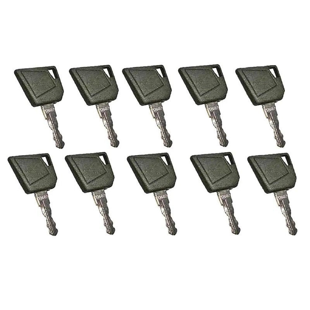 10 Pcs Ignition Keys 14607 compatible with JCB Bobcat Bomag Caterpillar Dynapac Ford Gehl Hamm Hang Moxy New Holland Rayco Sky Trak Terex