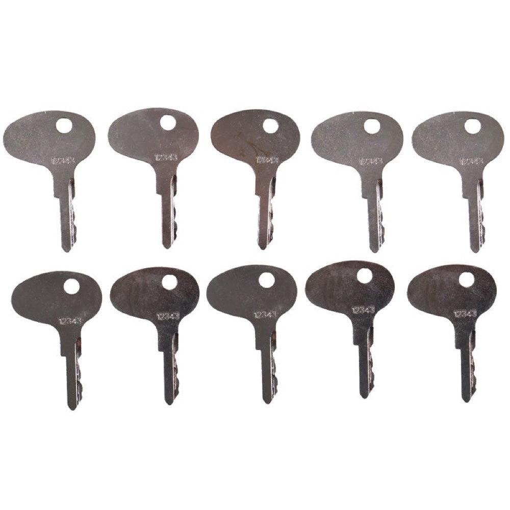 10 Pieces Ignition Key 123243 12343 fits Caterpillar CAT Mitsubishi International Kubota Kumiai Toyota Nissan Forklift Hyster Tractor
