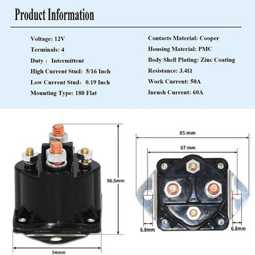 12V Solenoid Relay 1013609 fits Club Car Gas Golf Cart DS 1984-2007 Precedent Series