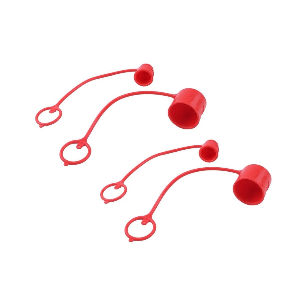 2 Set Red 1/2" Body 1/2" NPT Male Dust Cap & Female Plug Cover fits Flat-Face Hydraulic Quick Coupler ISO 16028-A