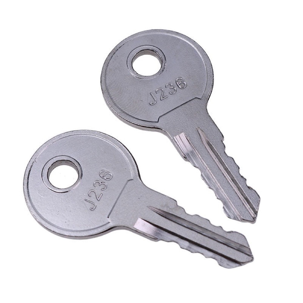 2Pcs Door Lock Keys J236-A J236 fits the most common utility compartment and hatch locks used in the RV Industry
