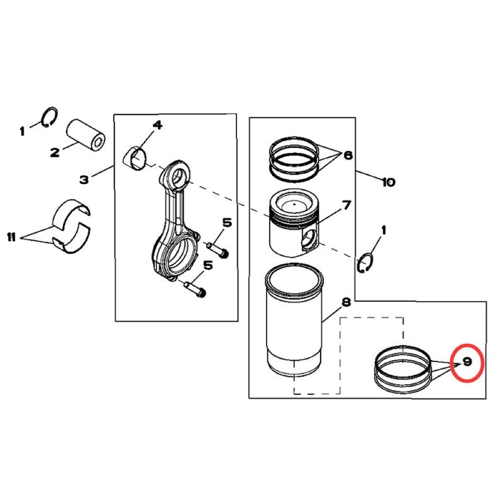 4 Pieces Cylinder Liner Choke Ring Kit AR65507 fits John Deere Engine 3029 3179 4039 4045 4239 4276 6059 6068 6404 6414