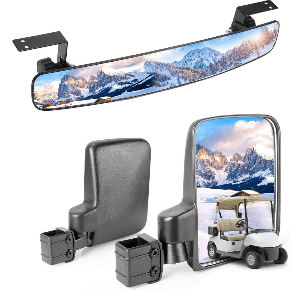 Golf Cart 180 Degree Rotation & Foldable-HD Shatterproof Glass Mirror suitable for E-Z-GO Yamaha Club Car