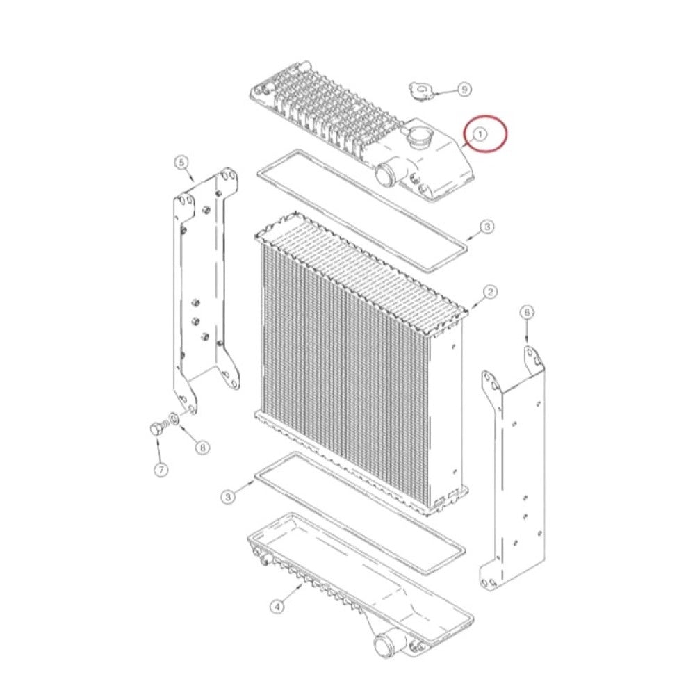 Reservoir Radiator Assembly 175161A1 for use with CASE Loader 580M 580SM 580SL 590L 590SL 590SM