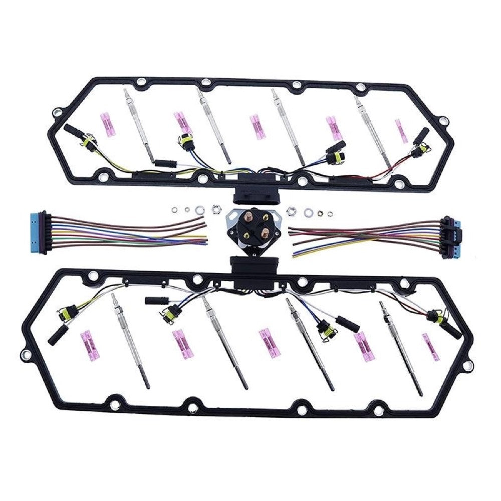 Valve Cover Gaskets + Inner Injector Glow Plug Harness with Relay + 8 Glow Plugs F81Z-6584-AA F81Z-9D930-AB suitable for Ford 1999-2003 Powerstroke 7.3L F250 F350 E250 E350