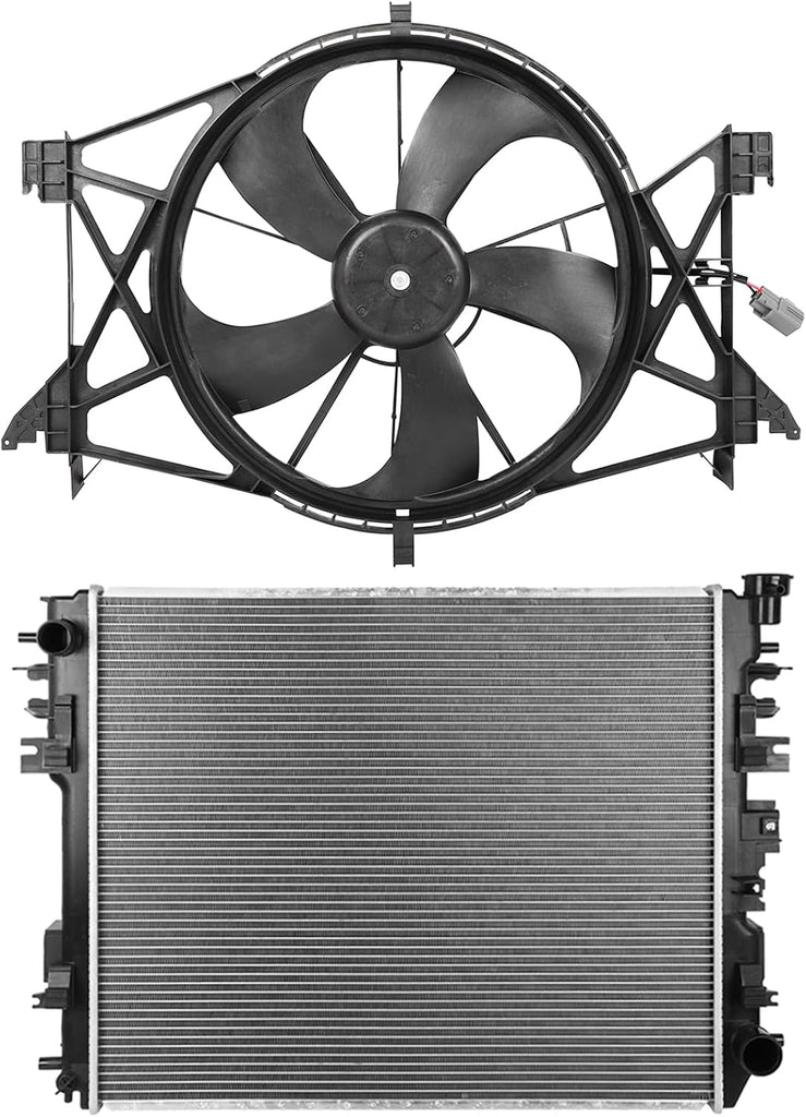 Cooling Fan Assembly Radiator Fit for 2009-2010 Dodge Ram 1500, 2011-2018 Ram 1500, 2019 Ram 1500 Classic | Replaces 55056858AE, 55056870AF, CH3010353, CU13129
