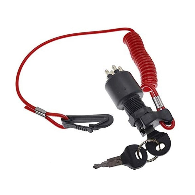Ignition Switch & Keys with Safety Lanyard 175974 compatible with OMC Johnson Evinrude BRP 40-200HP Outboard Motor