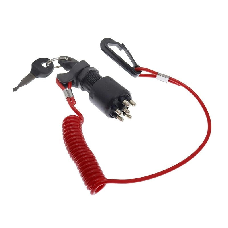Ignition Switch & Keys with Safety Lanyard 175974 compatible with OMC Johnson Evinrude BRP 40-200HP Outboard Motor