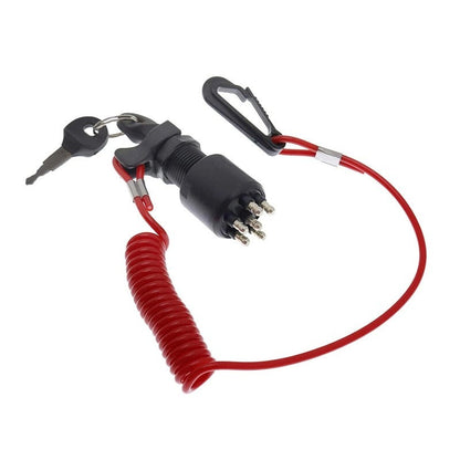 Ignition Switch & Keys with Safety Lanyard 175974 compatible with OMC Johnson Evinrude BRP 40-200HP Outboard Motor