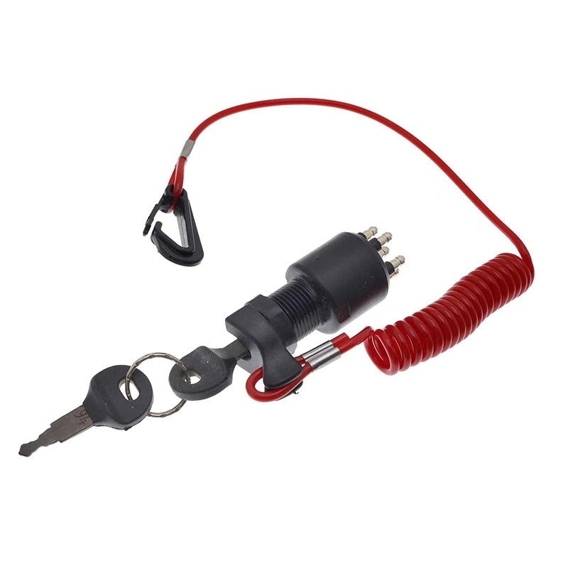 Ignition Switch & Keys with Safety Lanyard 175974 compatible with OMC Johnson Evinrude BRP 40-200HP Outboard Motor