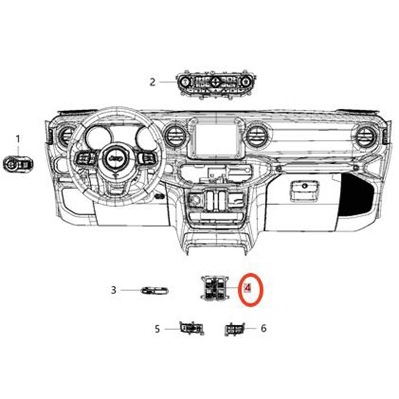 Power Window Switch Button 68290764AF fits 2018-2024 Jeep Wrangler Gladiator