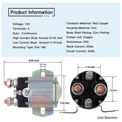 12V Solenoid JF2-H1950-00 suitable for Yamaha Golf Cart G2-G15 Gas 4-Cycle 1985+ 4 Terminal