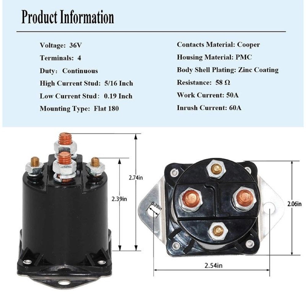 36 Volt Golf Cart Solenoid Relay 1976-1998 suitable for Mercury Mariner 6-200HP Outboard Motor