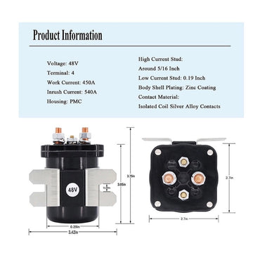 48V Heavy Duty Solenoid JR1-H1950-00 fits Club Car E-Z-GO Yamaha Electric G19 G22 Power Drive 4 Terminal #586 Series
