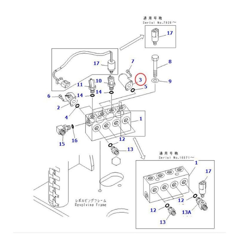 Solenoid 21W-60-22180 suitable for Komatsu Excavator PC75UU-2 PC75UU-2E PC128UU-1 PC228UU-1-TN PC228UU-1-MO