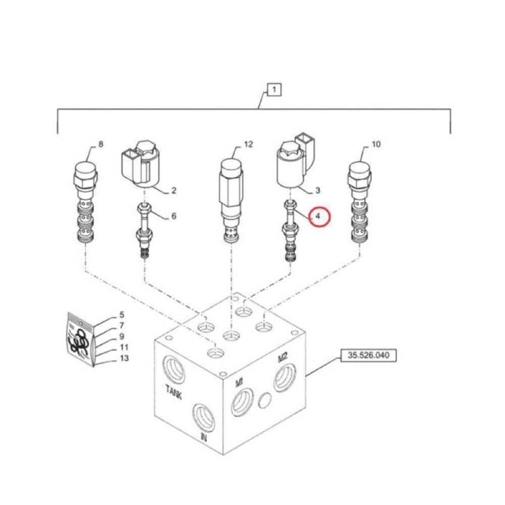 Solenoid Valve 8605066 for use with CASE 845 885 865 521E 621D 621F 721F 821E 921F 921G 1021F 1021G 1121F 1121G