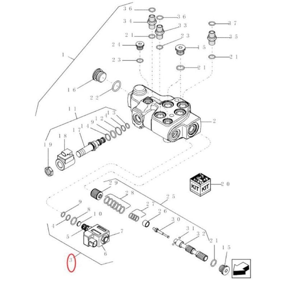 Solenoid Valve Assembly 349295A1 87775511 fits CASE Tractor CX100 CX50 CX70 CX90 Combine 960 7010 7230 8010 8230 9010