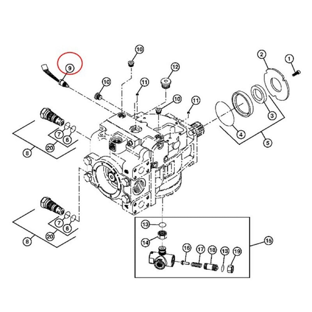 Wheel Speed Sensor AT360573 compatible with John Deere 6068 Engine 450H 550H 650H 700H 750C 750C-II 850C 850C-II