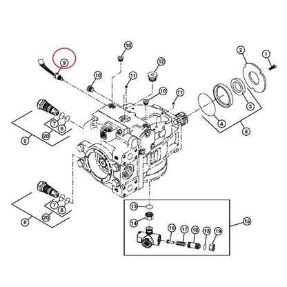 Wheel Speed Sensor AT360573 compatible with John Deere 6068 Engine 450H 550H 650H 700H 750C 750C-II 850C 850C-II