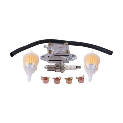 Gas Golf Cart Fuel Pump with Fuel Filter Fuel Line Spark Plug Tune Up kit 1014523 fits Club Car DS Precedent 1984-Up Kawasaki Engine 290FE 350FE