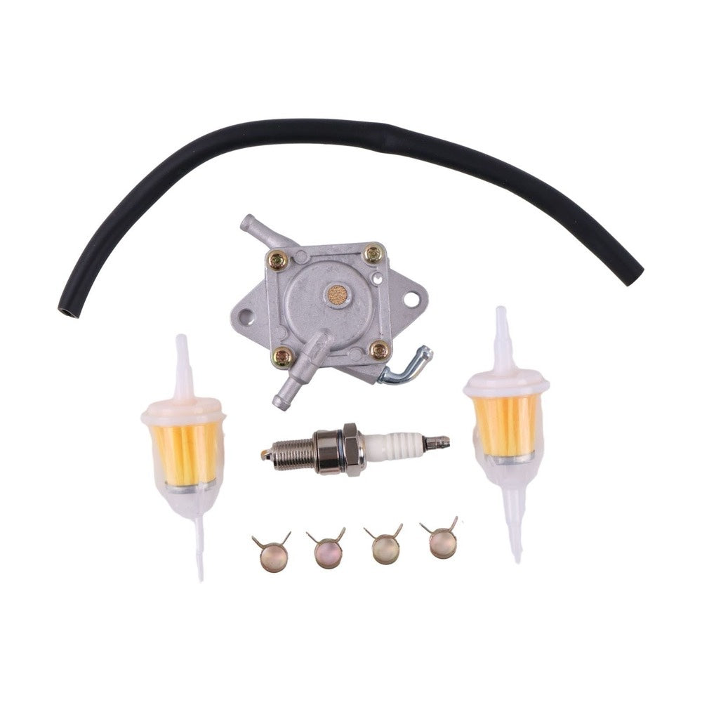 Gas Golf Cart Fuel Pump with Fuel Filter Fuel Line Spark Plug Tune Up kit 1014523 fits Club Car DS Precedent 1984-Up Kawasaki Engine 290FE 350FE