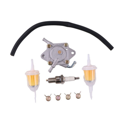 Gas Golf Cart Fuel Pump with Fuel Filter Fuel Line Spark Plug Tune Up kit 1014523 fits Club Car DS Precedent 1984-Up Kawasaki Engine 290FE 350FE