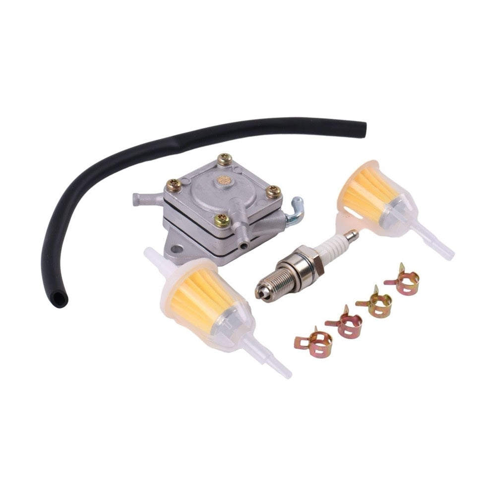Gas Golf Cart Fuel Pump with Fuel Filter Fuel Line Spark Plug Tune Up kit 1014523 fits Club Car DS Precedent 1984-Up Kawasaki Engine 290FE 350FE