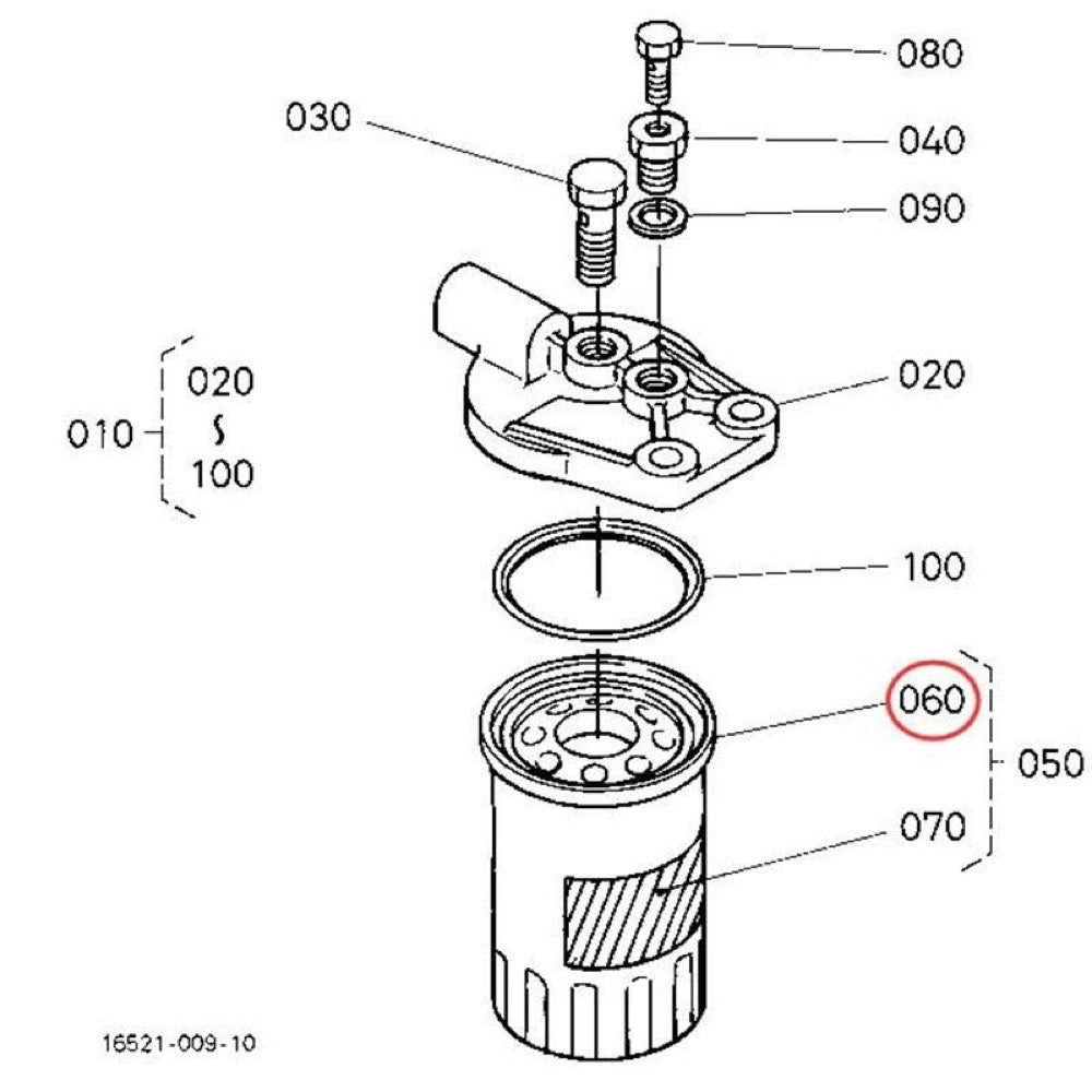 Fuel Filter 16631-43560 fits Kubota Engine V1505 V1903 V2203 V2403 Excavator KX080-3T