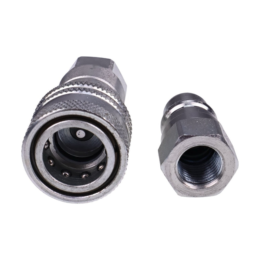 1/4" Body x 1/4" BSP Thread Male & Female Hydraulic Coupler Kit fits Tractor Loader Excavator