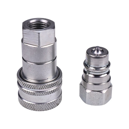 1/4" Body x 1/4" BSP Thread Male & Female Hydraulic Coupler Kit fits Tractor Loader Excavator