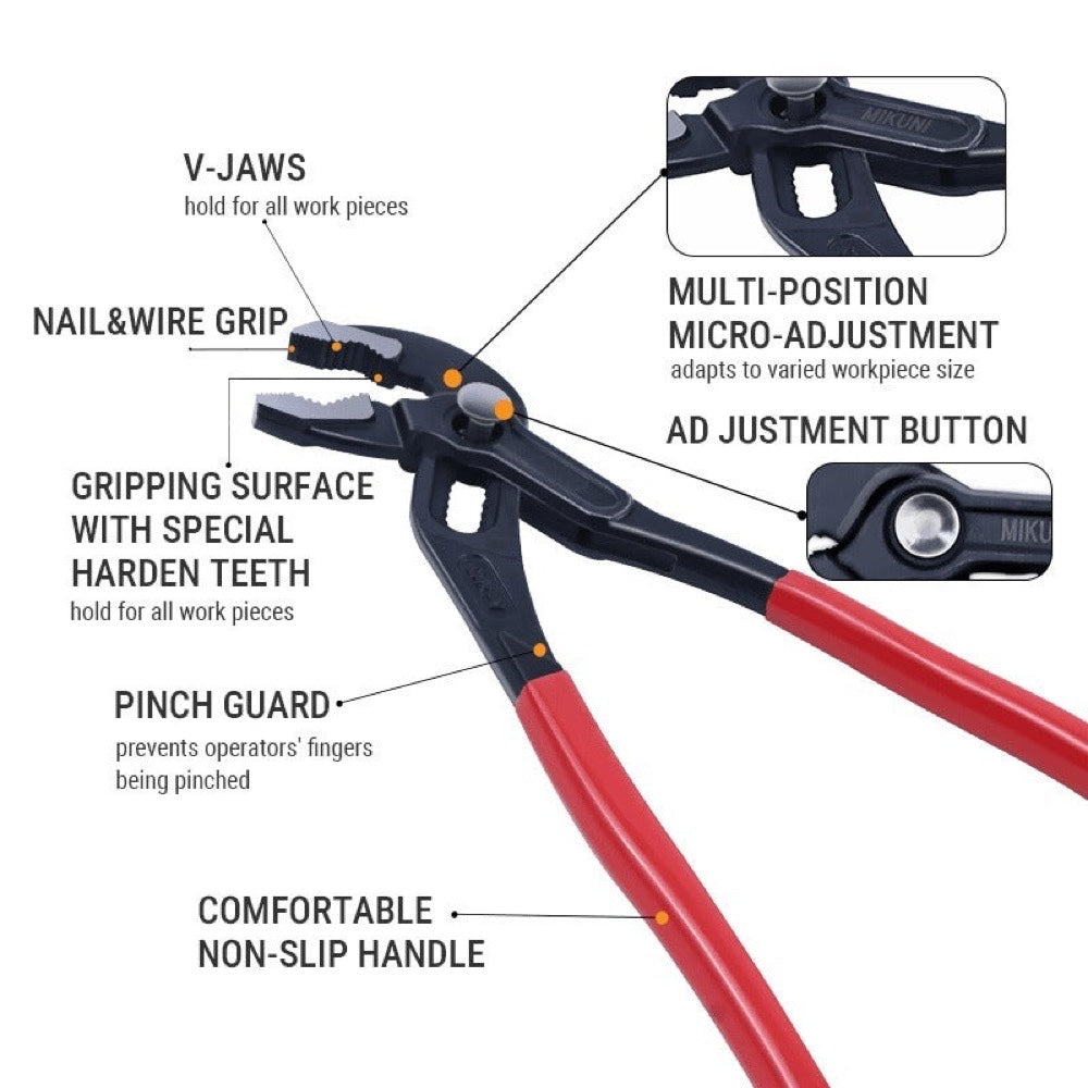 10 Inch Groove Joint Water Pump Pliers Fast Adjustment & Secure Grip suitable for Plumbing Mechanics and Pipe Installation