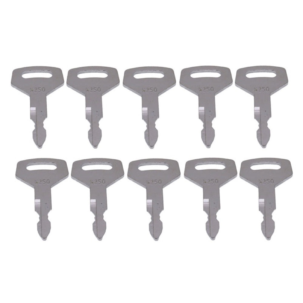 10 Pieces Key K250 for use with Kobelco Kawasaki MDI-Yutani New Holland CASE Excavator Heavy Equipment