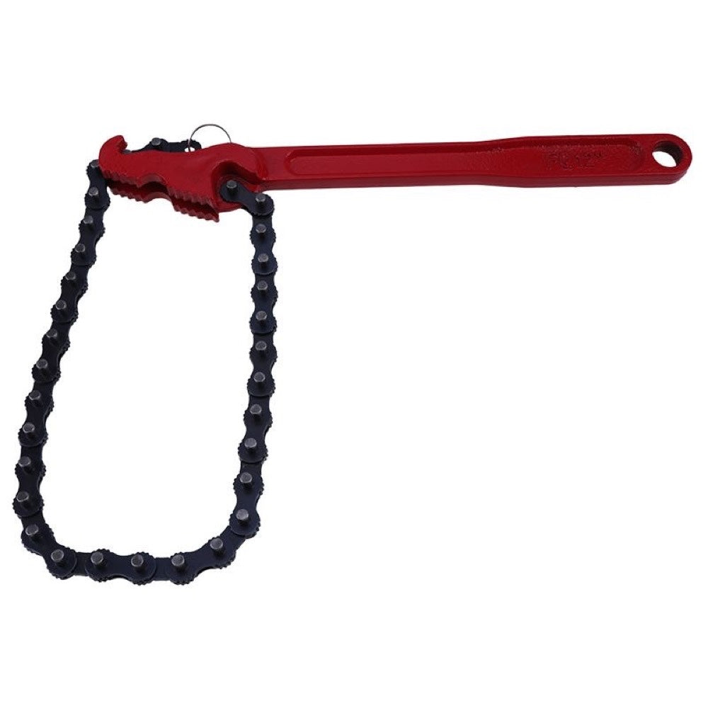 12 Inch Heavy Duty Reversible Chain Wrench fits 1.5" to 6" Diameter Adjustable Oil Fuel Filter Chain Wrench Pipe Fittings Tools Spanner