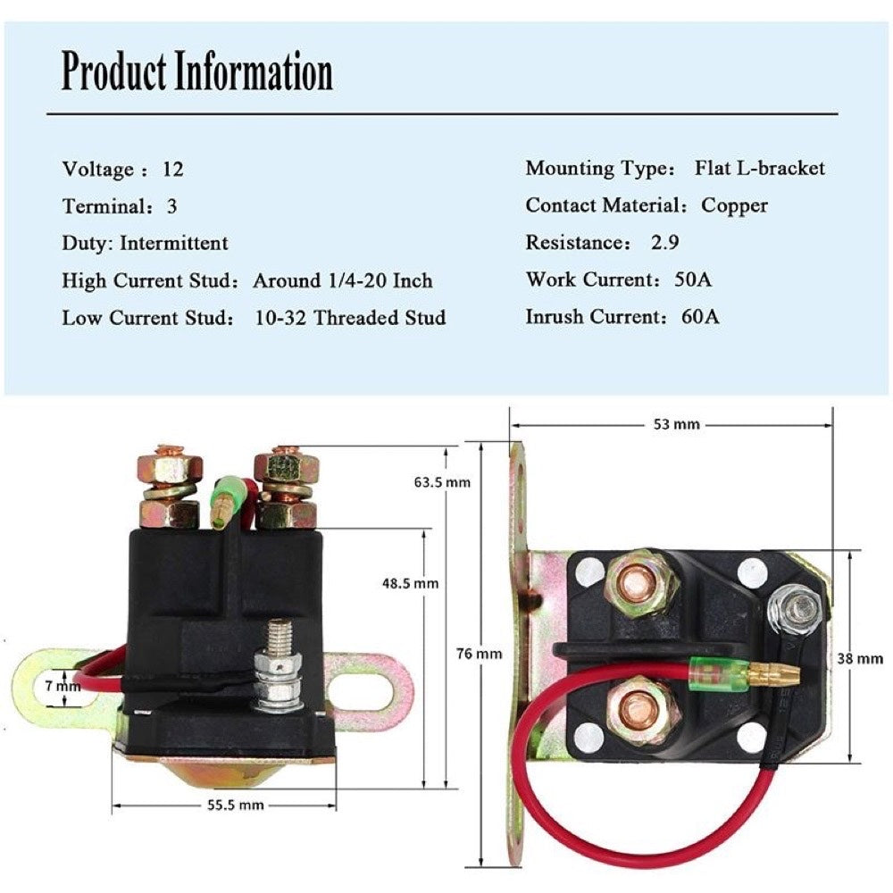 12V Starter Solenoid Relay Switch 3085521 suitable for Polaris 250 300 400 500 600 700 ATP Big Boss Magnum Sportsman ATV UTV