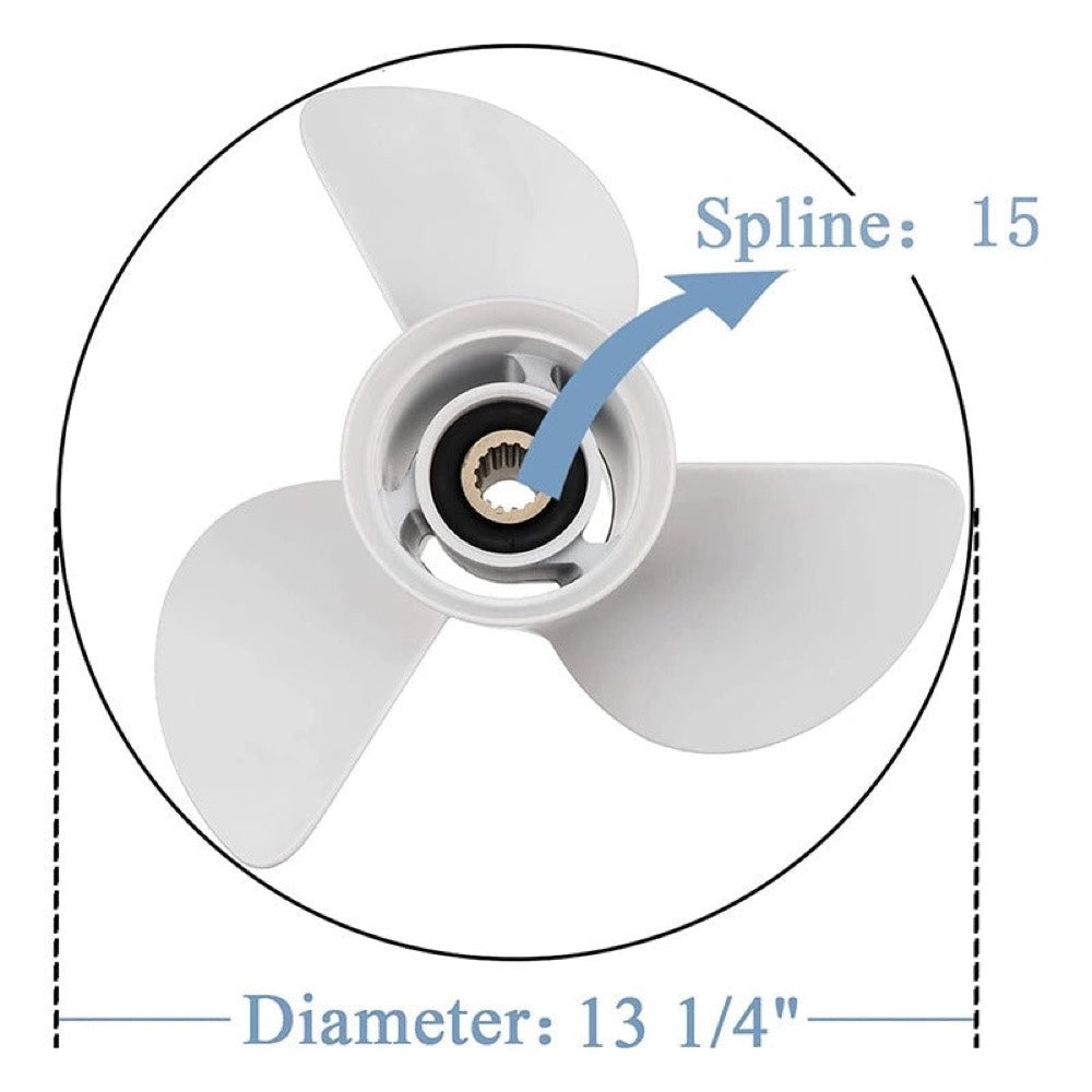 13 1/4" x 17" RH 3 Blade Propeller 6E5-45945-01-EL fits Yamaha 50 60 70 75 80 85 90 100 115 130HP Gearcase Boat Engine