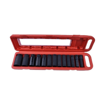 13 Pieces 1/2-Inch Drive Deep Impact Socket Set Heavy-Duty CR-MO Steel with Storage Case