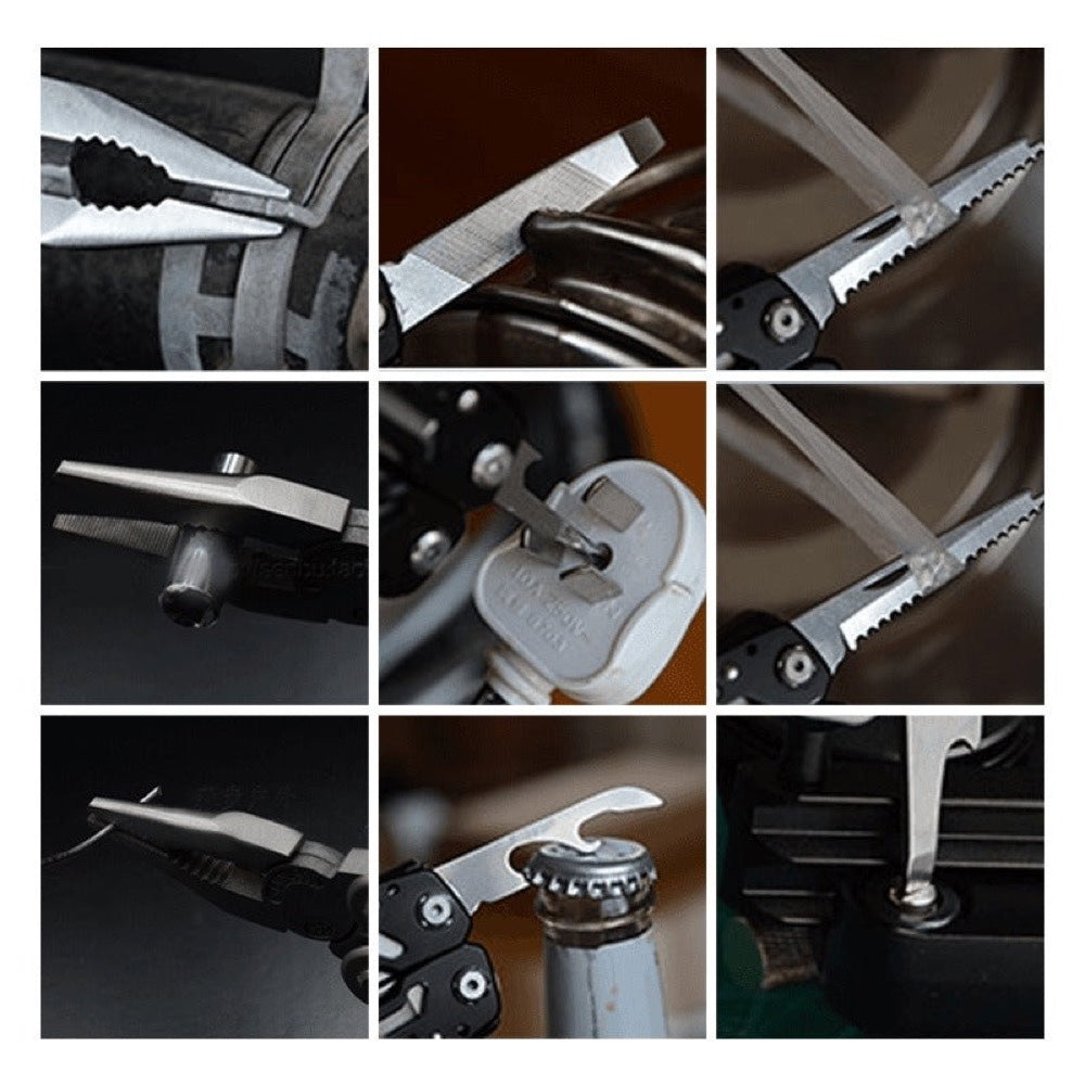 14-in-1 Multifunctional Pliers Portable Multitool with Pocket Clip Knife Screwdrivers Saw & Wire Cutters Ideal compatible with Camping DIY & Everyday Use