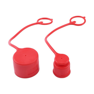 2 Set Red 1/2" Body 1/2" NPT Male Dust Cap & Female Plug Cover fits Flat-Face Hydraulic Quick Coupler ISO 16028-A