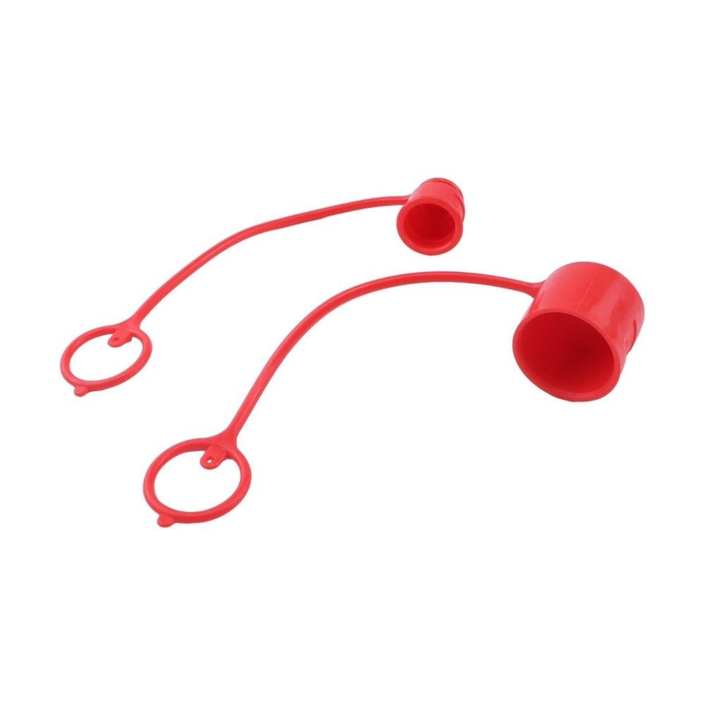 2 Set Red 1/2" Body 1/2" NPT Male Dust Cap & Female Plug Cover fits Flat-Face Hydraulic Quick Coupler ISO 16028-A