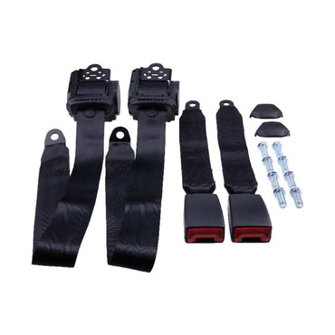 2 Sets Retractable 3 Point Safety Seat Belt Straps Car Vehicle Adjustable Belt Kit ZL85FW