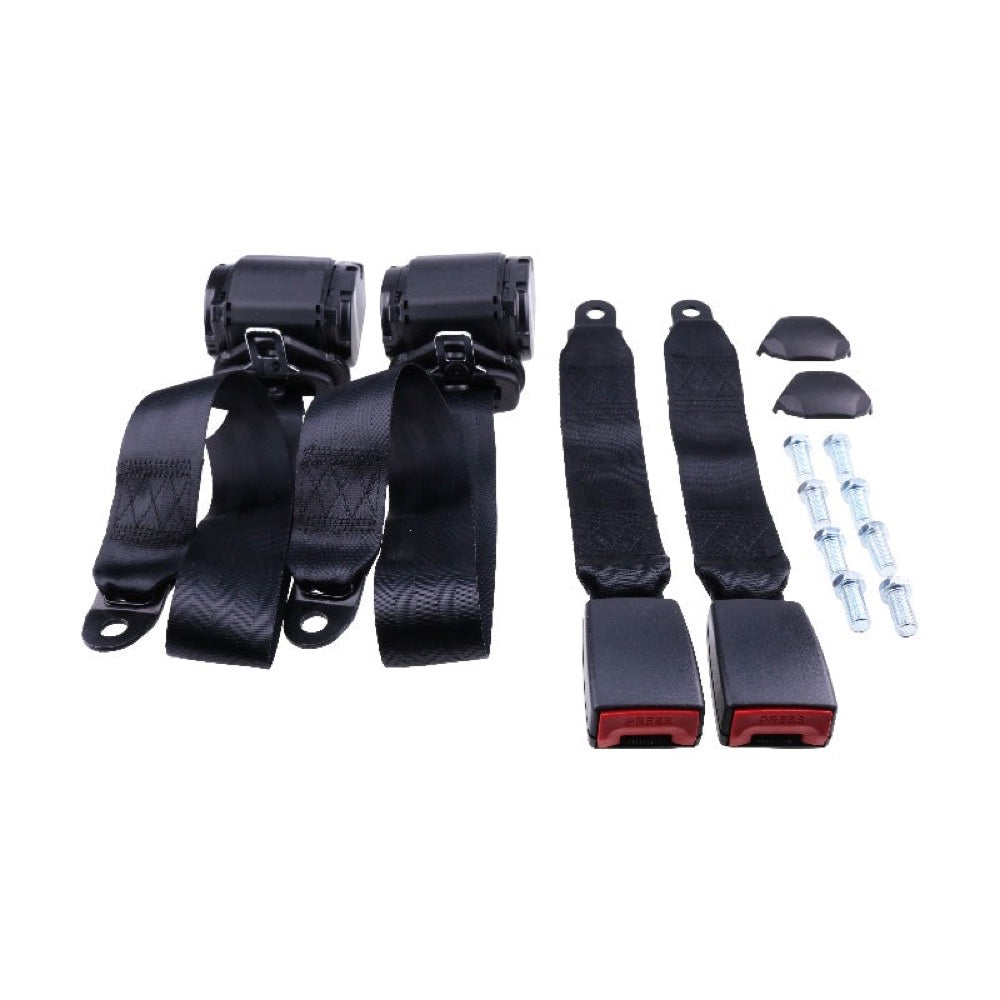 2 Sets Retractable 3 Point Safety Seat Belt Straps Car Vehicle Adjustable Belt Kit ZL85FW