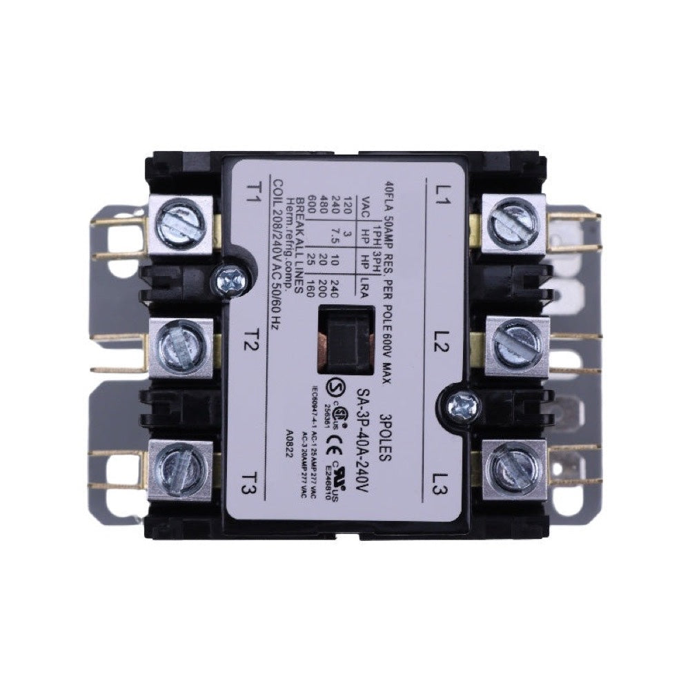 3 Poles 40 Amp 240V AC Coil Definite Purpose Contactor SA-3P-40A-240V