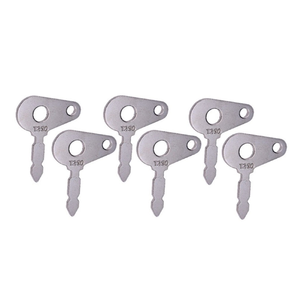 6 Pcs Ignition Key T250 ELI80-0139 for use with Lucas Massey Ferguson Benford JCB Ford Lucas Mahindra Landini Tractor Sky Trak Telehandler