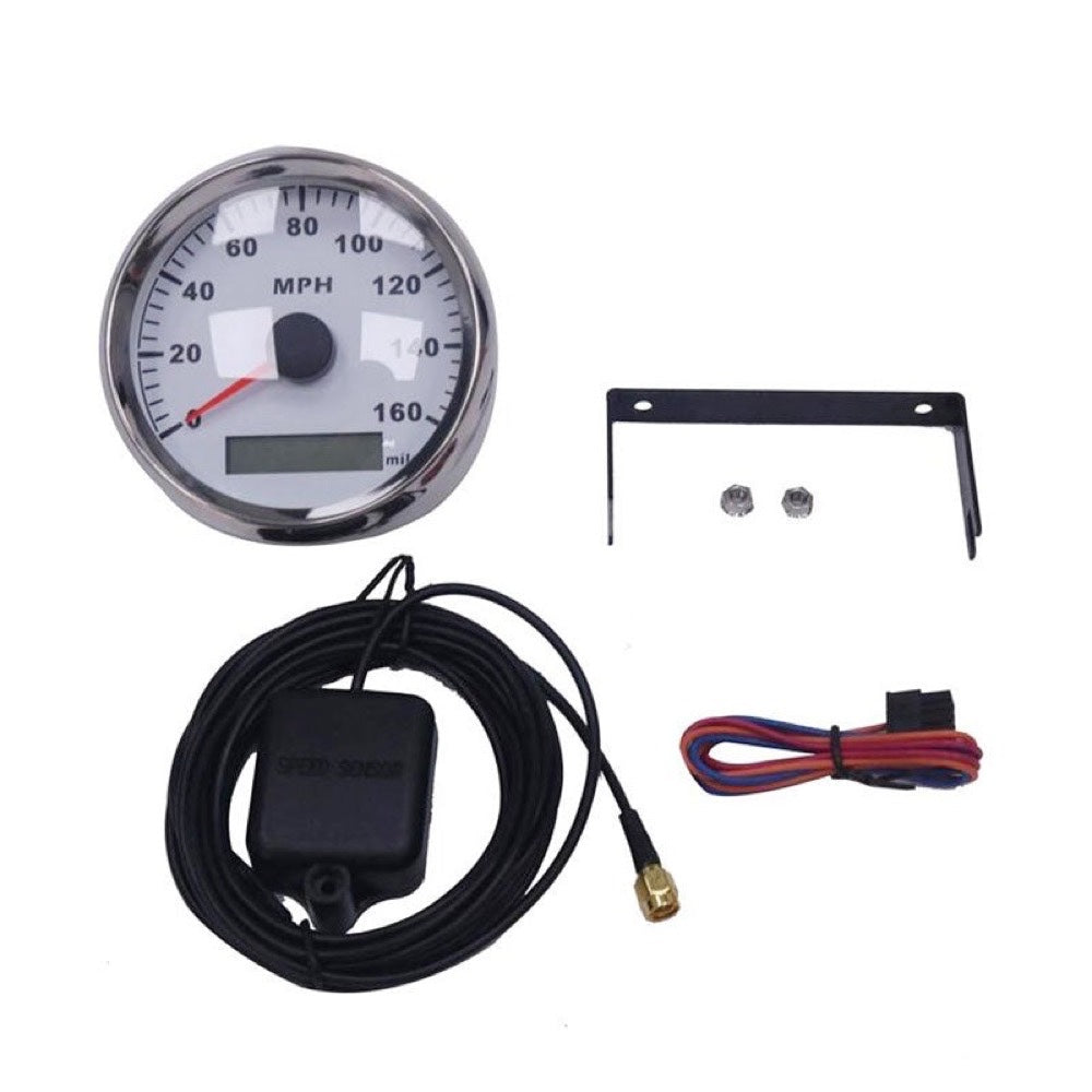 85mm GPS Speedometer Waterproof 160 MPH Speed Meter Gauge fits Boat Car Truck Motorcycle Marine GPS Odometer Gauge with Red Backlight 9-32V