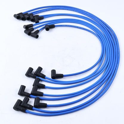 8mm Blue HEI 90 Degree High Energy Spark Plug Wires fits 1972-1988 Chevrolet SBC Engine V8 - Replaces Taylor 64602
