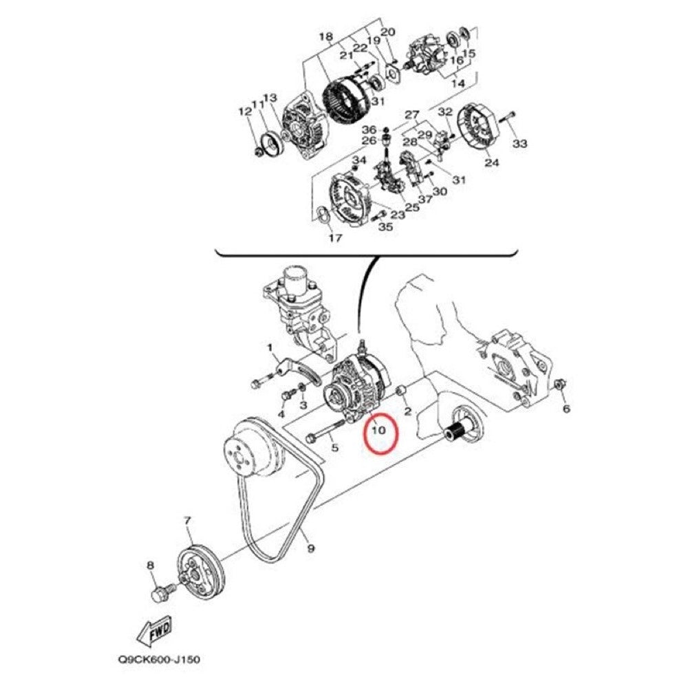 Alternator 4183623 for use with Kubota Engine D1105 D1105-E4B D1105-E4B-TXRN-2 Cushman Truckster Haulster Spraytek