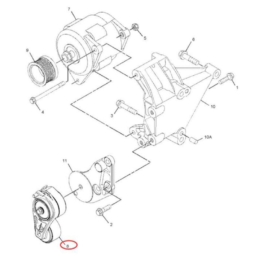 Belt Tensioner 377-9082 for use with Caterpillar CAT Engine C4.4 C6.6 Backhoe 416E 428E 434E 434F 442E 444F 450F