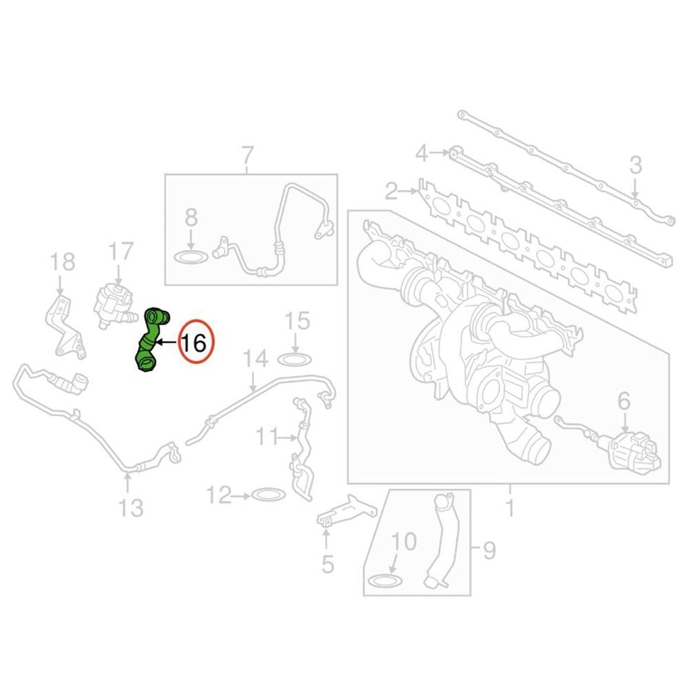 Engine Coolant Hose 11538611277 for use with 2016-2021 BMW 340i 440i 540i 640i 740i M240i X3 X4